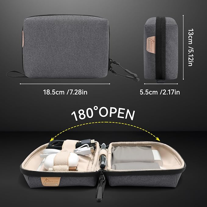 SIMTOP Small Electronics Organizer Travel Case, Portable Tech Case Pouch for Cable, Charger, Phone & Earbuds – Water-Resistant Cord Storage for Commute, Office & Business Trip – Compact Design - Image 2