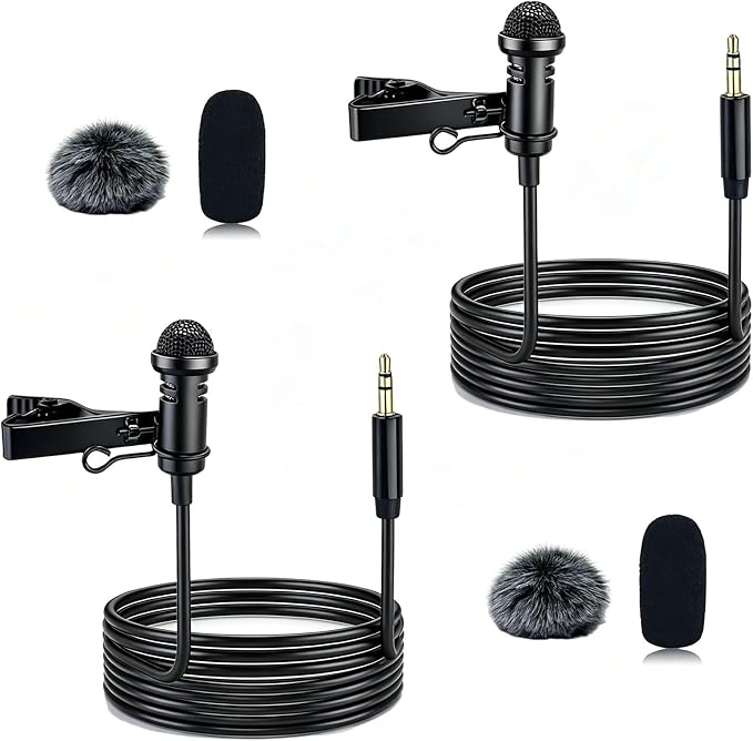 2-Pack Lavalier Microphone for DJI MIC 1/2 & Rode Wireless GO II | 3.5mm TRS Omnidirectional Lapel Mics with 1.5m Cable, Clear Sound Pickup, Ideal for Vlogging, Live Streaming, Interviews by Unknown