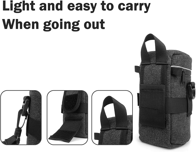 Camera Lens Case Lens Bag Compatible (4.13" x 7.28"(Canvas, Black)) - Image 7