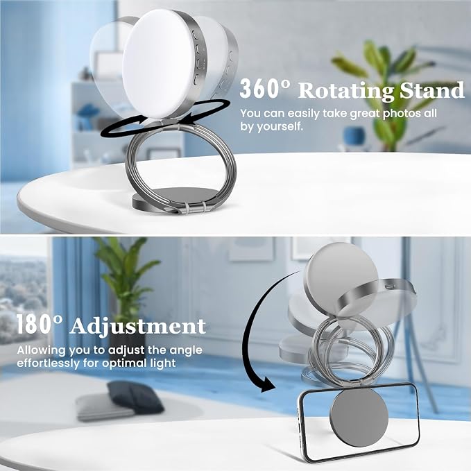 Magnetic Selfie Light, Metal-Shell Ring Light, | Rechargeable ,Portable Phone Light for Phone & iPhone,LED Fill Light for Photography,Video,Makeup,TikTok,Vlog - Image 3