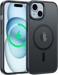 FNTCASE for iPhone 15/14/13 Case, Fit for Magsafe, Translucent Matte Back | Magnetic Phone Cases, 14FT Military Grade Drop Protection, Shockproof Bumper, Slim Protective Cover, Black by FNTCASE