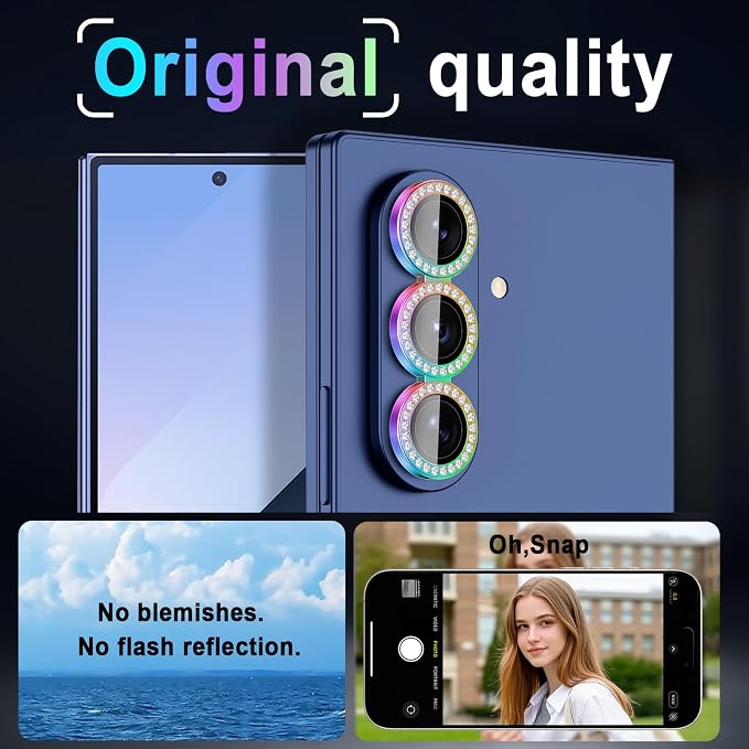 Meshine for Samsung Galaxy Z Fold 8 Ultra Camera Lens Protector,Scratch Proof,Strong Adsorption,9H Hardness with Metal Ring Camera Cover,Case Friendly,Accessories Lens Protector,Shiny Colorful - Image 6