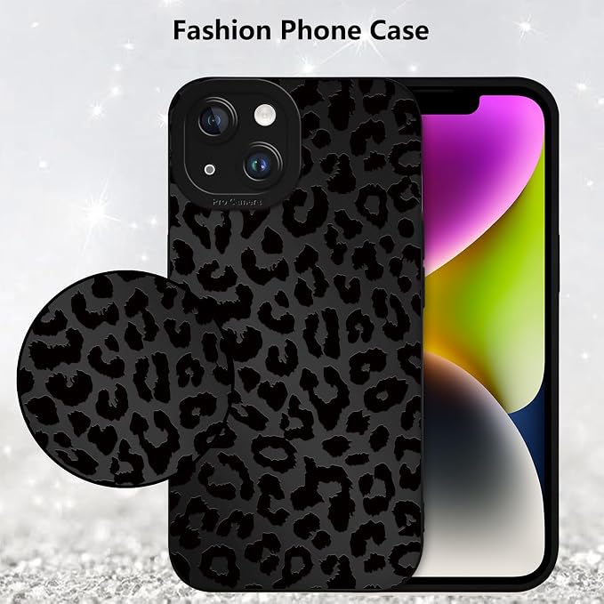 Cute Black Cheetah Print Phone Case for iPhone 14 Plus 6.7" | Aesthetic Leopard Pattern Design Cover Full Camera Lens Protective Shockproof Soft Slim TPU Funda for Men Women Girls - Image 6