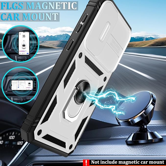 Gritup for Samsung Galaxy S24 FE Phone Case: Case S24 FE with Screen Protector*2 | Magnetic Stand & Slide Camera Cover | Shock Proof Military-Grade para S24 FE Cover -White+Black - Image 7