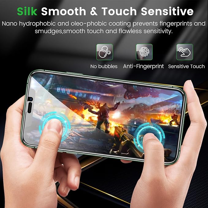 Romkasi 3 Pack Privacy Screen Protector for iPhone 11 Pro Max 6.5 Inch with 3 Pack Camera Lens Protector, Anti Spy Tempered Glass Film, Anti-Scratch, Touch Sensitive, Case Friendly - Image 8