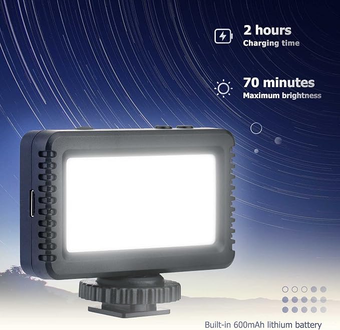 Kiwifotos Mini LED Light Flash for Sony ZV-1F ZV1F ZV-1 II ZV1 ZV-E10 II | for Canon PowerShot V1 EOS R50 R50V R100 R10 M50 & More Cameras, Accessories for Vlog Shooting Record, Portable Rechargeable - Image 6