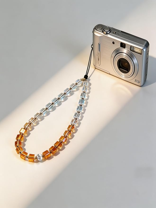 2 Pcs Phone Charm Strap Hand Wrist Strap Camera Lanyard Pearl Beaded Cute Chain String Accessories Universal for iPhone 17 Pro Max 16 15 14 for Samsung Women Girls Keychain Bag Autumn Crystal and Star - Image 4