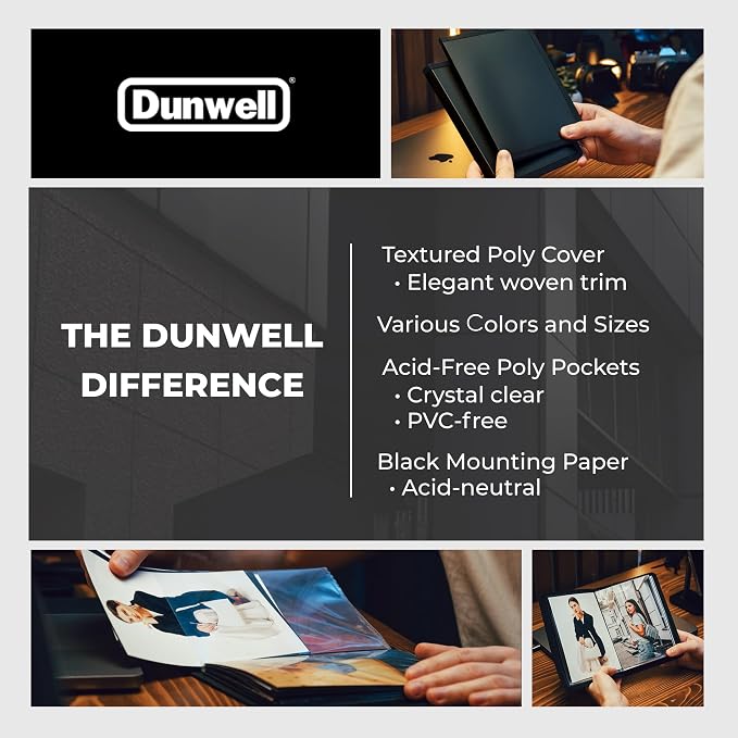 Dunwell 5x7 Photo Album & Art Portfolio Binder, 24 Clear Sleeves, Black | Displays 48 Pages, 24 Clear Sleeves, Black Mounting Paper, Organizer for 5x7 Photos - Image 8