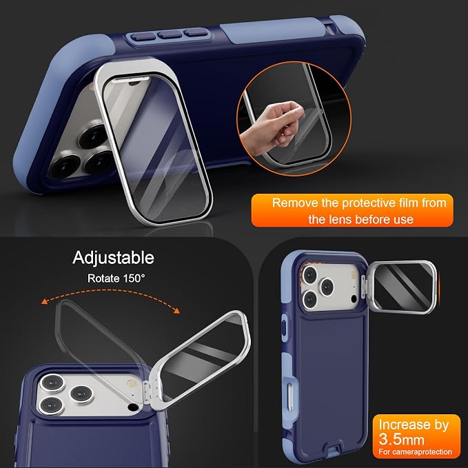 Follaroma Magnetic for iPhone 17 Pro Case with Camera Stand, Blue-Purple | Built-in Glass Camera Cover Stand,Compatible with MagSafe,Heavy Duty Shockproof Protective,Military-Grade Anti-DropDual Case - Image 2
