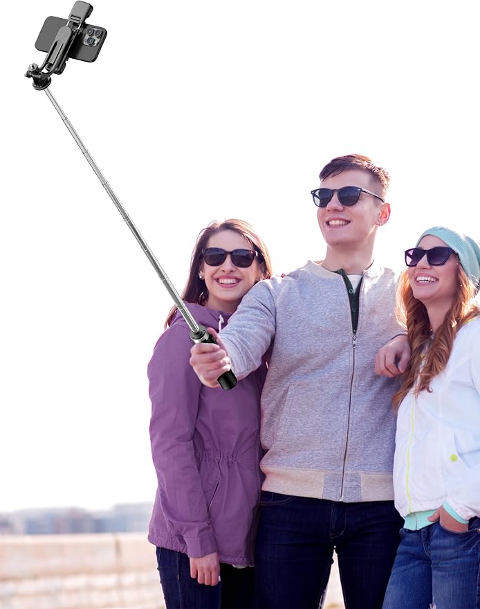 53'' Selfie Stick Tripod with Light, Extendable Selfie Stick with Remote, Portable Cell Phone Tripod Stand with All in 1 Phone Clip, Lightweight Camera Tripod Compatible with iPhone 17 16 15, Android - Image 9