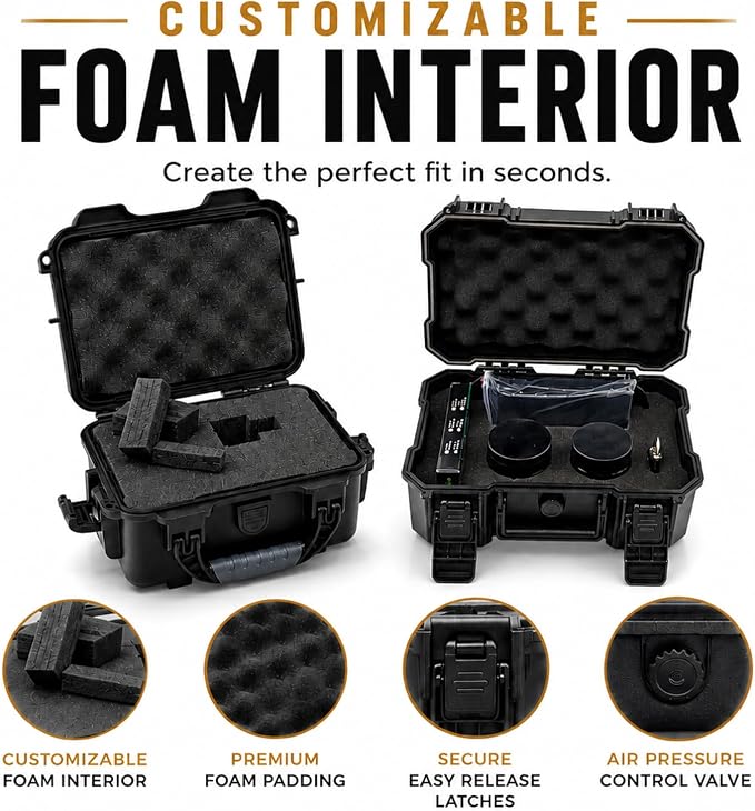 Large Black Waterproof Hard Case with Combination Lock & Customizable Foam – Impact-Resistant Portable Storage for Cameras, Drones, Tools, Ammunition & Valuables - Image 4