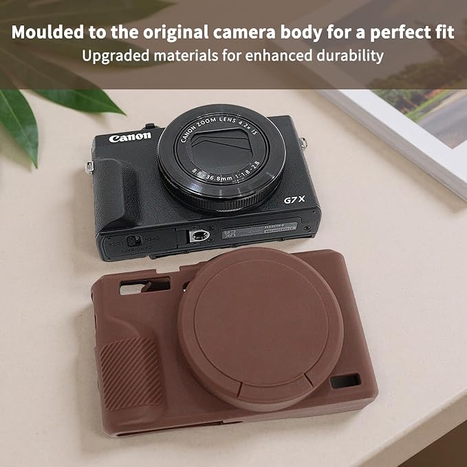 VOVMOEYA Camera Case for Canon Powershot G7 X Mark III with 2PCS Screen Protector,Full Pritection Soft G7X III Silicone Case Detachable Lens Cover Protective Cover for Canon G7XIII G7X3-Brown - Image 5
