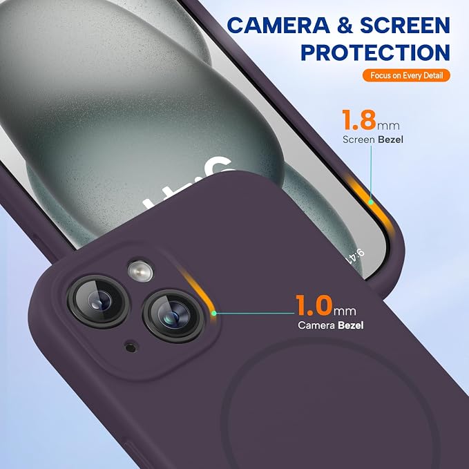 miracase Magnetic for iPhone 15 Case, [Soft Anti-Scratch Microfiber Lining], Compatible with MagSafe, Liquid Silicone Case Shockproof Drop Protection Phone Case for 15, Dark Purple - Image 6