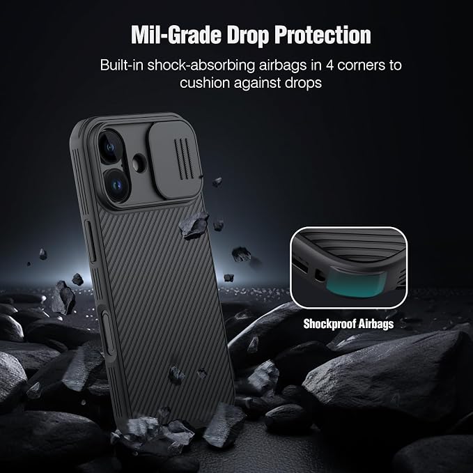 Nillkin Camshield Case for iPhone 17 Case, [Built-in Camera Cover][Slim Profile] [Military Grade Drop Protection] Shockproof Bumper iPhone 17 Case 6.3 inch 2025 Black - Image 4