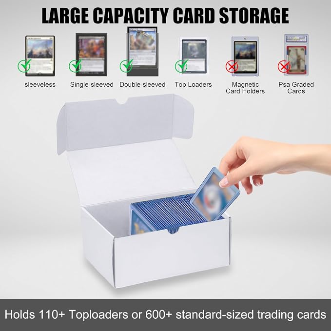 Trading Card Storage Box, 4-Pack 600 Count White Corrugated Cardboard Box | Toploader Trading Card Storage Box, Top Loaders Storage Box for TCG/Magic/Mtg Basketball Card, Collectible Trading Cards - Image 3