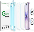 amFilm OneTouch for iPhone 17 Screen Protector 6.3'' Tempered Glass | Auto-Alignment, 30s Install, Bubble Free, Scratch & Drop Protection, HD Clear, Camera Lens Protector, 2+2 Pack (17-6.3'') by amFilm