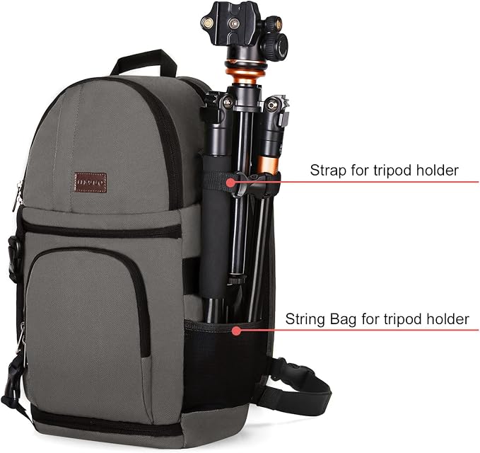 MOSISO Camera Sling Bag, DSLR/SLR/Mirrorless Camera Case Camera Backpack | Shockproof Photography Bag with Tripod Holder&Removable Modular Inserts Compatible with Canon/Nikon/Sony/Fuji, Gray - Image 3