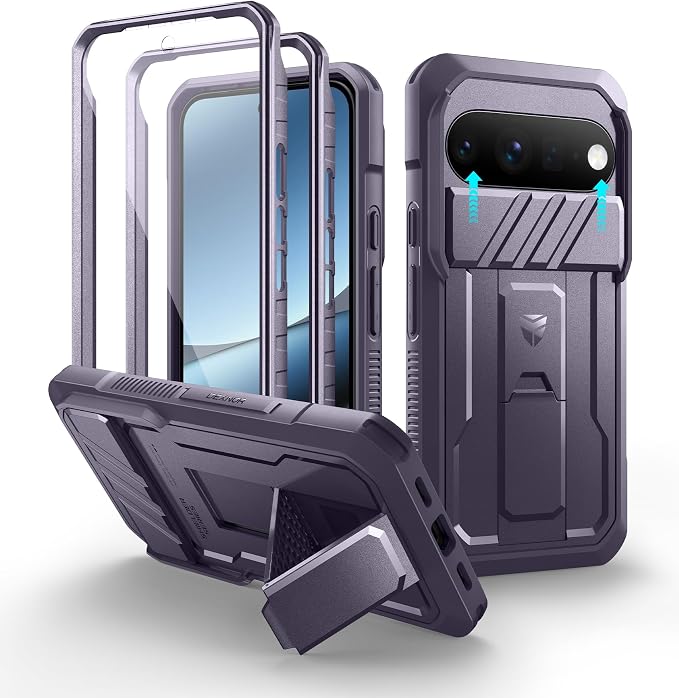 Dexnor for Google Pixel 11 Pro XL Case with Slide Camera Cover & 2 Front Frames & Built-in Screen Protector & Kickstand,Full-Body Shockproof Protective Cover Heavy-Duty Rugged Cases,Purple(2026) by Dexnor