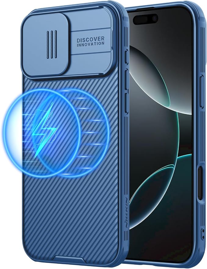 Nillkin Magnetic for iPhone 16 Pro Case, Upgraded Slide Camera Cover, Compatible with Magsafe, Slim Shockproof Protective Phone Case for 16 Pro 6.3 inch, Blue by Nillkin