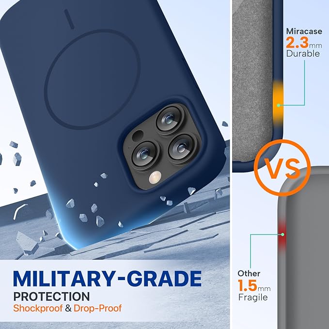 miracase Magnetic for iPhone 13 Pro Max Case, [Soft Anti-Scratch Microfiber Lining], Compatible with MagSafe, Liquid Silicone Shockproof Drop Protection Phone Case for 13 Pro Max, Dark Blue - Image 3
