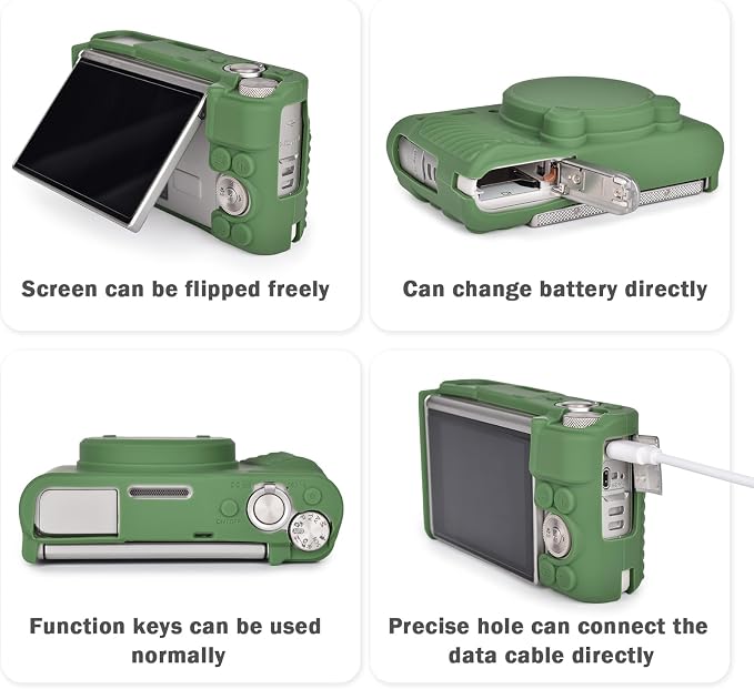 MUZIRI KINOKOO Case for Canon Powershot SX740/SX730 HS Digital Camera - Soft Protective Cover SX740 SX730 HS Camera Silicone Sleeve with Removable Lens Cover - Anti-Slip & Anti-Scratch - Green - Image 3