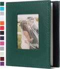 RECUTMS Small Photo Album 4x6 52 Photos Leather Family PhotoBook Dark Green | White Pages, 52 Vertical Pockets, Mini Albums for Baby Vacation, Travel Wedding Pictures Book with Front Window, Portable by RECUTMS