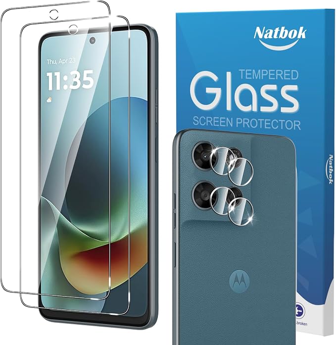 2+2 Pack for Moto G Play 2026 Screen Protector with Camera Lens Protector,Full Coverage 9H Tempered Glass Film,HD Clear Scratch Resistant,Bubble-Free for Moto G Play 2026 Screen Protector by Natbok
