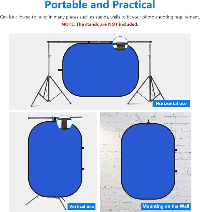 NEEWER Chromakey Backdrops, Double Sided Green Screen and Blue Screen, 2 in 1 Collapsible and Reversible Background for Photography, Gaming and Live Streaming, 5'×6.6'/1.5m×2m (Green/Blue) - Image 3