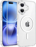 FNTCASE for iPhone 16 Plus Case Clear, Fit for Magsafe, Screen Protector | Anti Yellowing Magnetic Back, 14FT Military Grade Drop Protection, Shockproof Protective Phone Cover, Transparent by FNTCASE
