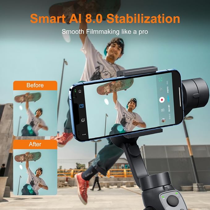 Gimbal Stabilizer for iPhone, Phone Gimbal w/Focus Wheel Face Tracking for 16 15 Pro Max Android 3-Axis Phone Stabilizer for Video Recording Vlog - Image 2