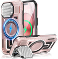 Camera Stand Case for iPhone 15, [Compatible with Mag Safe] [Lens Cover] 2024 Version Military Grade Protective Soft Case for iPhone 15 6.1 inch Men Women, Pink by WASTROYAL