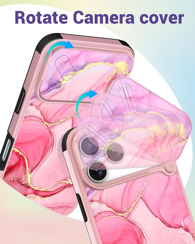 Buleens for iPhone 17 Pro Case 6.3 Inch - with Ring Stand & Camera Cover Aesthetic Cute Designed for Women Girls Pretty Girly Fashion Teens Phone Case for iPhone 17 Pro Compatible with Magsafe - Image 3