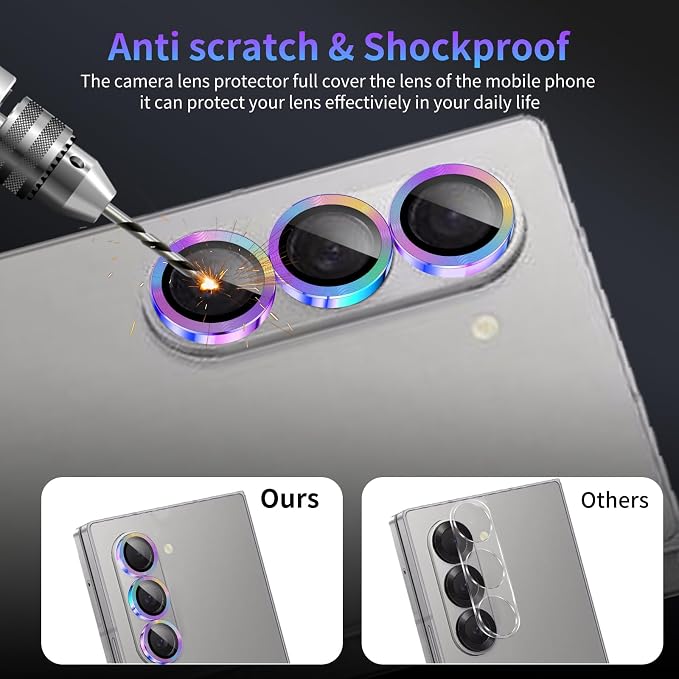Camera Lens Protector for Samsung Galaxy Z Fold 6,1 Pack | Tempered Metal Glass Camera Cover, HD Clear Anti-Scratch Lens Screen Protector Film,Case Friendly,Colorful Titanium - Image 4