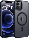 FNTCASE for iPhone 13/12 Mini Case, Fit for Magsafe, Translucent Matte Back | Magnetic Phone Cases, 14FT Military Grade Drop Protection, Slim Shockproof Protective Cover, Black by FNTCASE