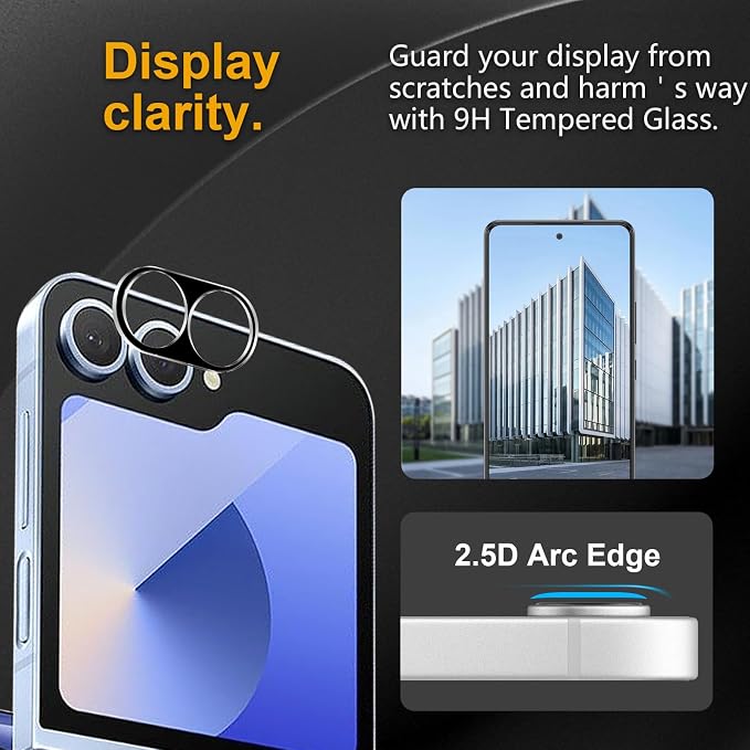3 Pack Camera Lens Protector for Samsung Galaxy Z Flip 6 | Tempered Glass,Anti-Fingerprint,9H Hardness,Scratch Resistant,Easy to Install,Bubble Free,HD Clarity - Image 2