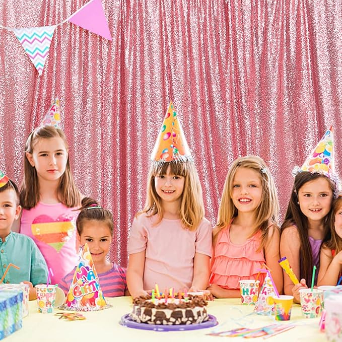 SquarePie 8x10ft Fuchsia Pink Sequin Backdrop, High Density Non-Transparent Glitter Curtain for Photography, Birthday, Wedding Party Decorations, Thick Solid Background with 4" Rod Pocket, 1 Panel - Image 8