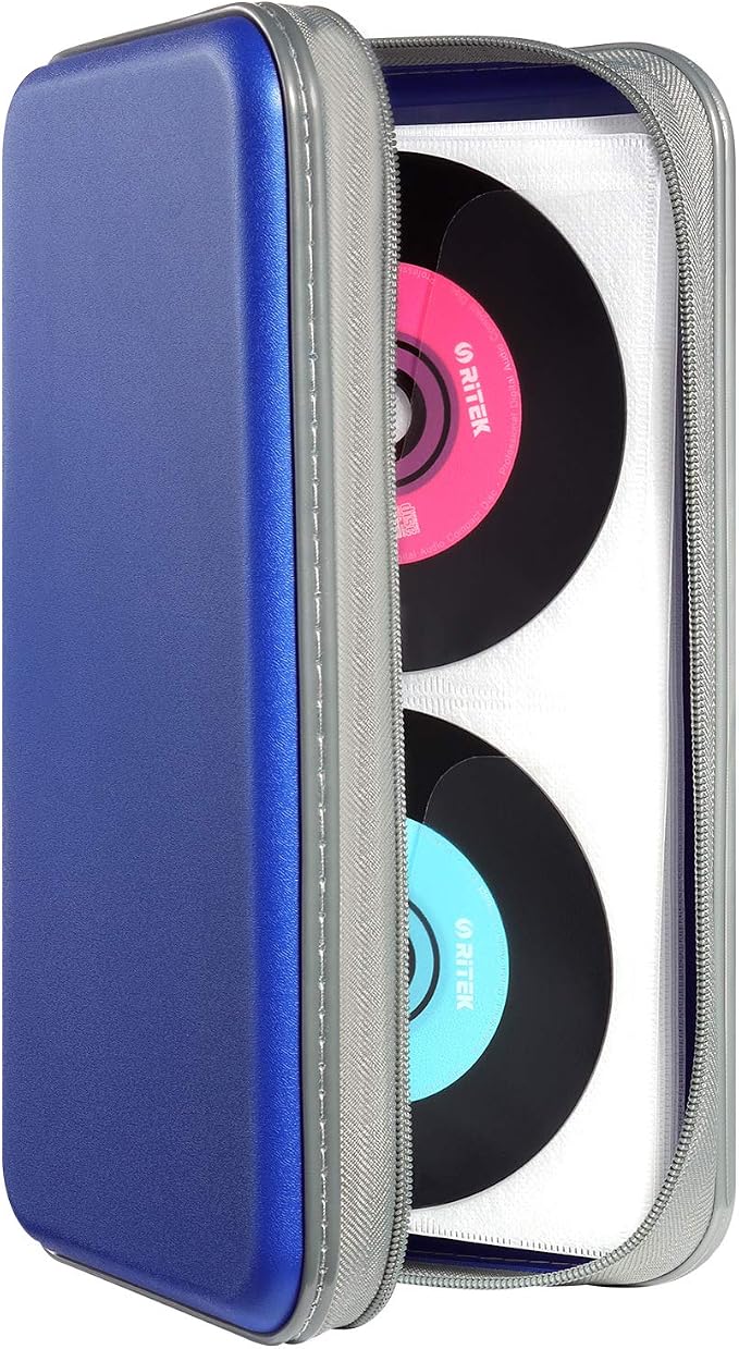 UENTIP CD Case,96 Capacity Hard Plastic DVD Case Holder for Car Home Travel | CD DVD Storage,Zipper Closure,Scratch-Resistant Sleeves,Stay Away Dust and Damp,Storage Music Video Gaming Discs Blu-ray by UENTIP