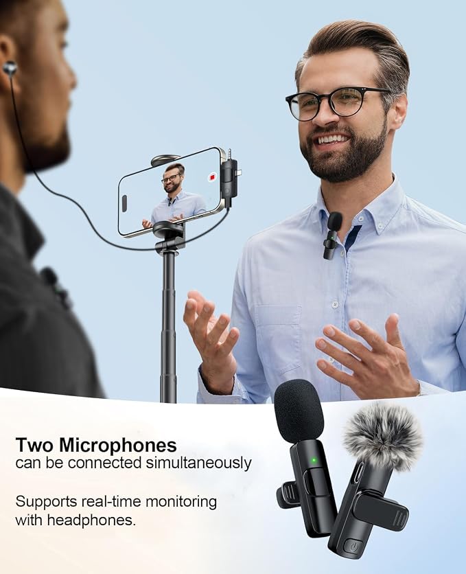 MENERESAS 3-in-1 Mini Microphone for iPhone: Wireless Lavalier Microphones for iOS/Android/Camera - Noise Reduction Lapel Mic, Clip on Mic for Video Recording Vlog, YouTube - Image 4