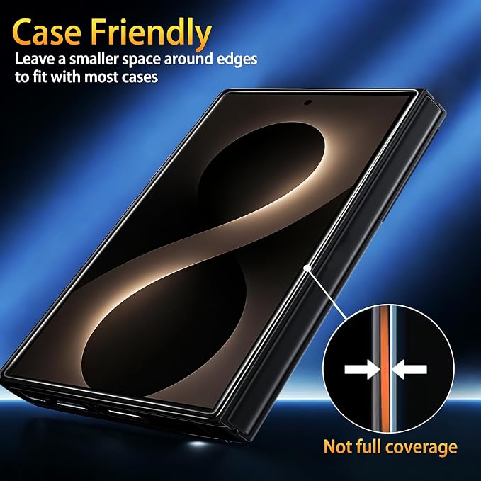 SiHPuoy 3Pack Tempered Glass Screen Protector for Samsung Galaxy Z Fold 8 | 9H+ Hardness, Military Grade Shatterproof, Auto-Dust Removal Bubble Free, Case Friendly, with HD Camera Lens Protectors - Image 7