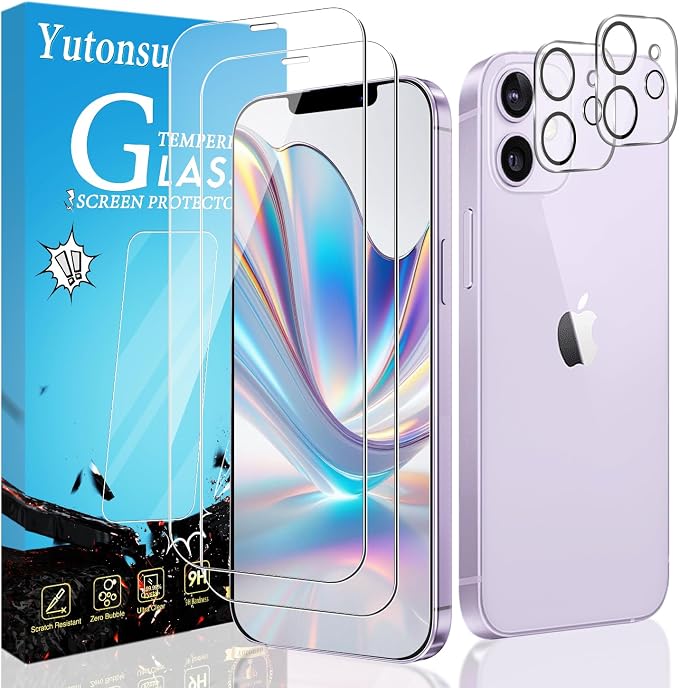 2 Pack Tempered Glass Screen Protector for iPhone 11 6.1-Inch | with 2 Pack Camera Lens Protector, Anti Scratch, Bubble Free, Case Friendly by Unknown