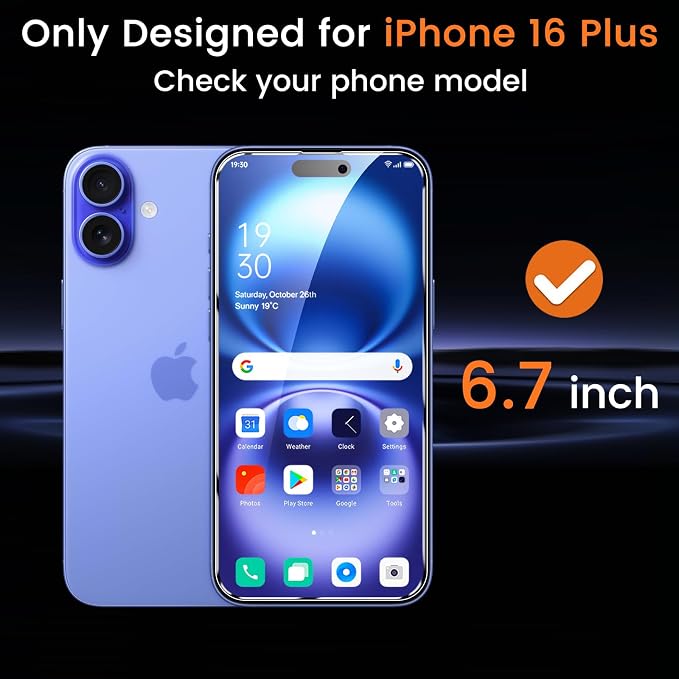 Lesakit 4+4 Pack Privacy Screen Protector for iPhone 16 Plus 6.7-Inch with 4 Pack Camera Lens Protector, Anti Spy Tempered Glass Film 9H Hardness Case Friendly - Image 2