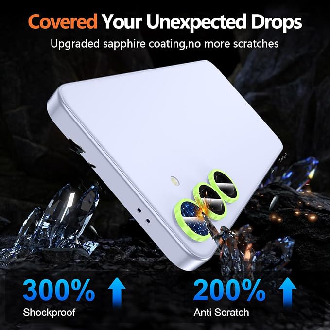 for Samsung Galaxy S25 Camera Lens Protector, Individual Metal Ring Tempered Glass Lens Cover, [Strong Adsorption] Scratch Resistant Ultra-Thin HD Clear Lens Cover, 1 Set-Yellow Shine - Image 8