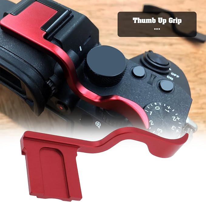 Camera Hot Shoe Thumb Up Rest Hand Grip with Concave Shutter Release Button Compatible with Fujifilm XT50 XT5 XT4 XT3 XT30 XT2 XT20 XT10 Digital Camera, Red - Image 2