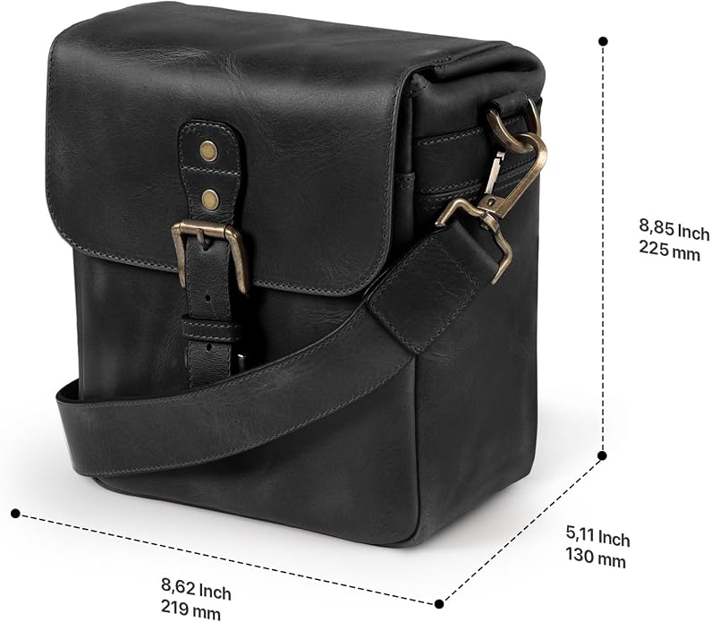 MegaGear Genuine Leather Camera Messenger Bag Mirrorless Portable electronic device cover - Image 4