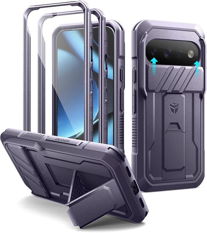 Dexnor for Google Pixel 11/11 Pro Case with Slide Camera Cover & 2 Front Frames & Built-in Screen Protector & Kickstand,Full-Body Shockproof Protective Cover Heavy-Duty Rugged Cases,Purple(2026) by Dexnor