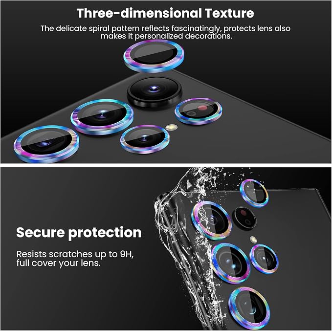 Tensea Compatible with Samsung Galaxy S22 Ultra Camera Lens Protector | 9H Tempered Glass Camera Cover Screen Protector Metal Individual Ring [Installation Tray][Case Friendly] - Image 6