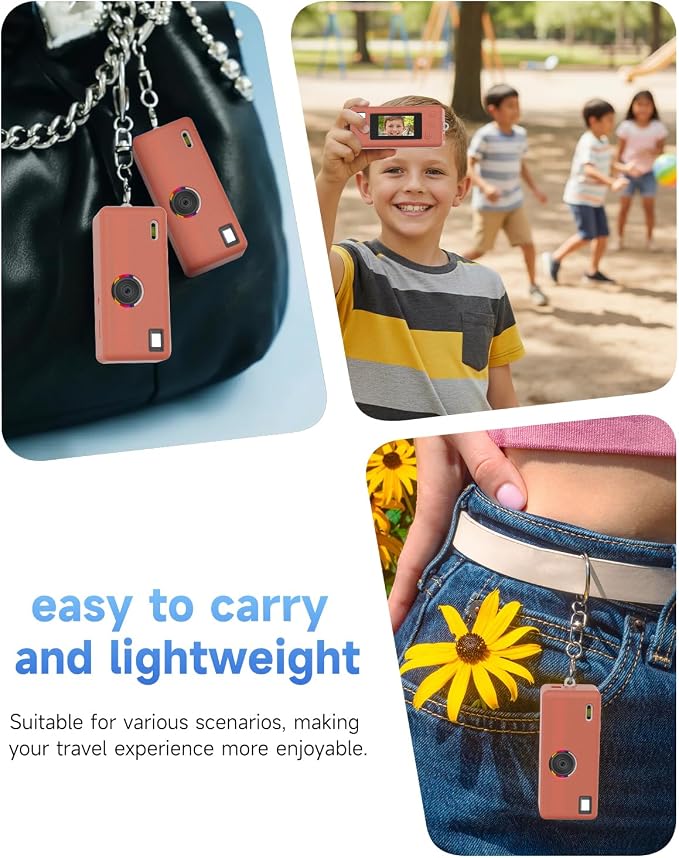 Silicone Case for Kodak CHARMERA Keychain Digital Blind Box accessories,Soft Silicone Protective Case,Comes with Screen Protectors and Wrist Strap - Dark Brown - Image 3