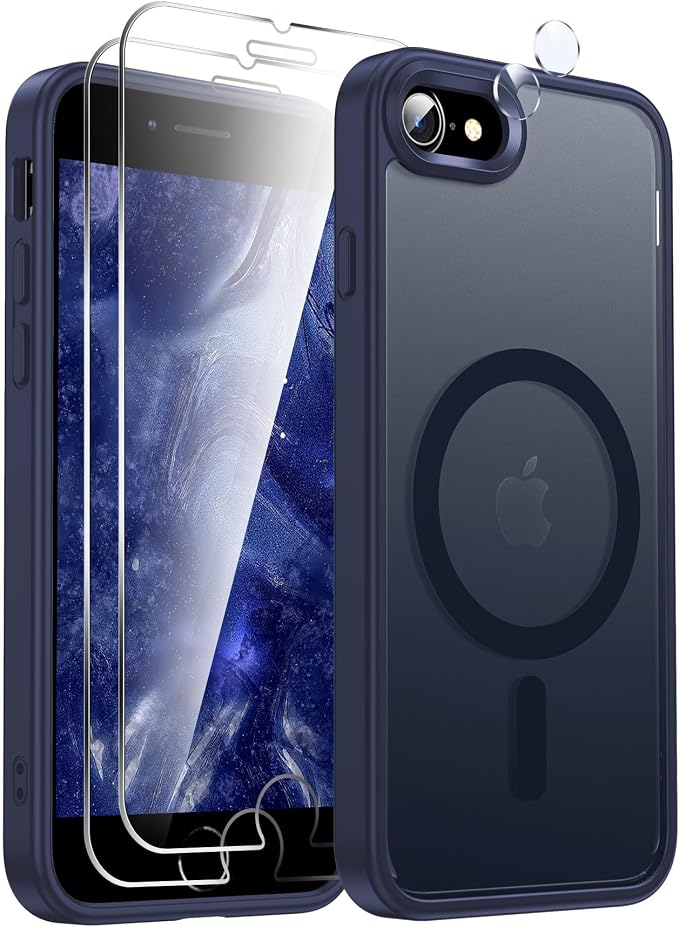 LeYi for iPhone SE Case/iPhone-8/7 Blue with[ Screen Protector X2+ Camera Cover X2] i Phone SE3 2022/ SE2 2020 Cases for MagSafe Magnetic Protective Slim Women Men Funda para iPhone8/7/SE, Navy Blue - Image 7