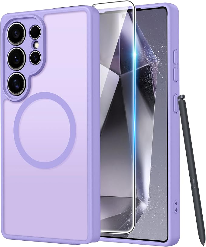 FNTCASE for Samsung Galaxy S24 Ultra Case, Compatible with Magsafe | Screen Protector, Full Camera Protection, Translucent Matte, 14FT Military Grade Drop Proof, Protective Phone Cover by FNTCASE