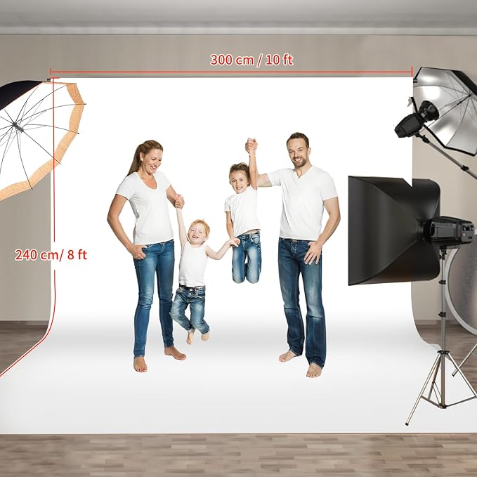 Hemmotop White Photo Backdrop Background 10x8ft | Polyester, Drapes Well, Rod Pocket for Easy Hanging, for Family Photoshoot, Wedding, Birthday, Graduation, Baby Shower - Image 4